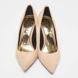 Pre Owned Tom Ford Beige Suede Pointed Toe Pumps Size 37