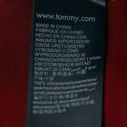 Pre Owned Hilfiger Collection Burgundy/Blue Printed Silk Open Shrug S