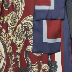 Pre Owned Hilfiger Collection Burgundy/Blue Printed Silk Open Shrug S