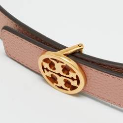 Pre Owned Tory Burch Miller M Reversible Buckle Belt Pink/Grey Leather