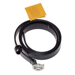 Tory Burch Black Patent Leather Reva Logo Narrow Belt 95CM