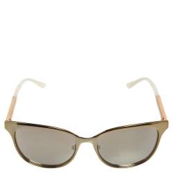 Pre Owned Tory Burch Gold Tone/White TY6041 Mirrored Wayfarer Sunglasses