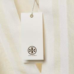 Pre Owned Tory Burch Off-White Iris Embroidered Linen Tory Tunic S