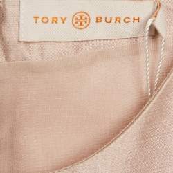 Pre Owned Tory Burch Pink Silk Round Neck Sleeveless Top M
