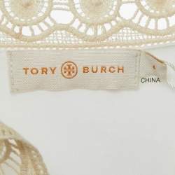 Tory Burch White Cotton Lace Trimmed Larissa Mini Dress S
