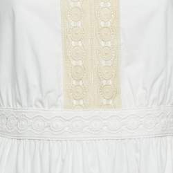 Tory Burch White Cotton Lace Trimmed Larissa Mini Dress S