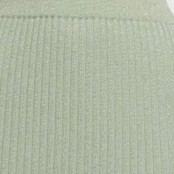 Pre Owned Tory Burch Green Lurex Rib Knit Midi Skirt L