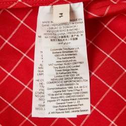 مملوكة مسبقًا تونيك توري برش حرير أحمر بنقشة مربعات مقاس كبير جدًا