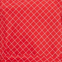 مملوكة مسبقًا تونيك توري برش حرير أحمر بنقشة مربعات مقاس كبير جدًا