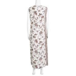 Pre Owned Tory Burch Whey Tropicale Printed Silk Sleeveless Midi Dress L