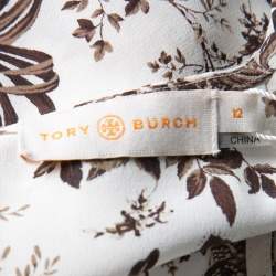 Pre Owned Tory Burch Whey Tropicale Printed Silk Sleeveless Midi Dress L