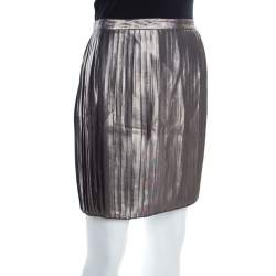 Pre Owned Tory Burch Metallic Pleated Audra Skirt M