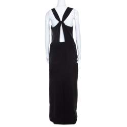 Pre Owned Tory Burch Black Embellished Crepe Criss Cross Back Sleeveless Gown M