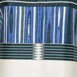 Pre Owned Tory Burch Indigo Plaited Engineered Stripe Cotton Silk Mikado Dress S 