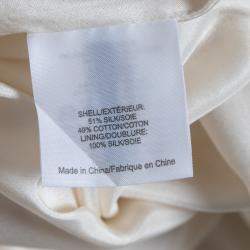 Pre Owned Tory Burch Indigo Plaited Engineered Stripe Cotton Silk Mikado Dress S 