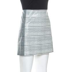Tory Burch Bicolor Striped Leather Sorrel Skirt M