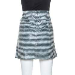 Tory Burch Bicolor Striped Leather Sorrel Skirt M