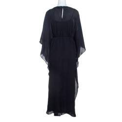 Tory Burch Navy Blue Silk Embroidered Detail Kaftan S