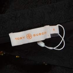 Tory Burch Black Embossed Silk Embellished Tunic Top M 