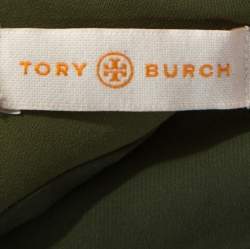 Tory Burch Green Crepe Embellished Luisa Sleeveless Gown M