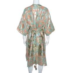 Pre Owned Tory Burch Metallic Fil Coupé Drawstring Waist McKenna Dress L