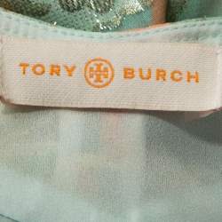 Pre Owned Tory Burch Metallic Fil Coupé Drawstring Waist McKenna Dress L