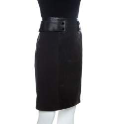 Pre Owned Tory Burch Black Leather Madison Pencil Skirt S