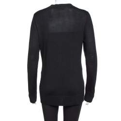 Pre Owned Tory Burch Black Merino Wool Simone Cardigan M