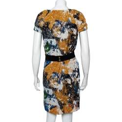 Pre Owned Tory Burch Multicolor Printed Silk Belted Mini Dress M