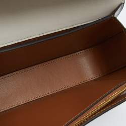 Pre Owned Tory Burch Warm White/Mist Croc Embossed Leather Eleanor Dragon Rectangular Shoulder Bag