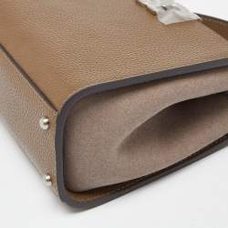 Tory Burch Two Tone Brown Leather and Suede Mini Eleanor Top Handle Bag