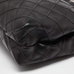 Pre Owned Tory Burch Black Quilted Leather Fleming Drawstring Hobo
