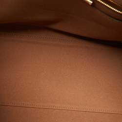 Pre Owned Tory Burch Black/Beige T Monogram Embossed Leather Tote