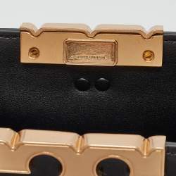 Tory Burch Black Croc Embossed Leather Eleanor Top Handle Bag