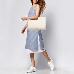 Pre Owned Tory Burch Cream Tweed Ella Boucle Chain Tote