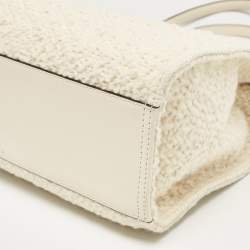 Pre Owned Tory Burch Cream Tweed Ella Boucle Chain Tote