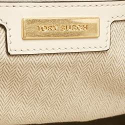 Pre Owned Tory Burch Cream Tweed Ella Boucle Chain Tote