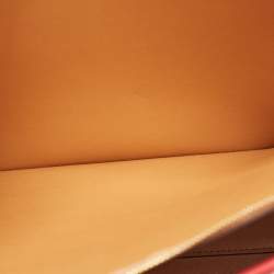 Pre Owned Tory Burch Red Fabric and Leather Printed Perry Tote