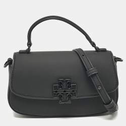 Pre Owned Tory Burch Black Matte Leather Mini Britten Crossbody Bag