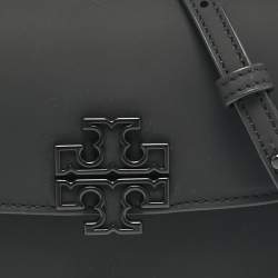 Pre Owned Tory Burch Black Matte Leather Mini Britten Crossbody Bag
