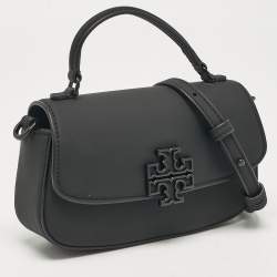 Pre Owned Tory Burch Black Matte Leather Mini Britten Crossbody Bag