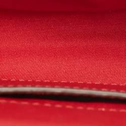 Pre Owned Tory Burch Red Glazed Leather MIni Britten Top Handle Bag