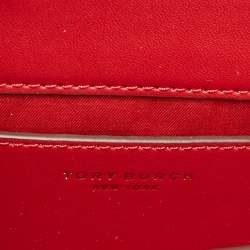 Pre Owned Tory Burch Red Glazed Leather MIni Britten Top Handle Bag