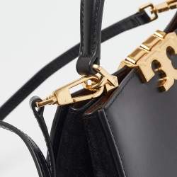 Pre Owned Tory Burch Black Leather and Suede Eleanor Top Handle Bag