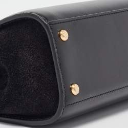 Pre Owned Tory Burch Black Leather and Suede Eleanor Top Handle Bag