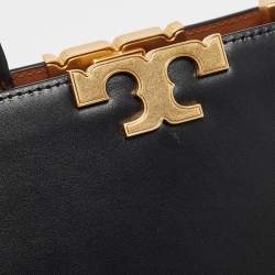 Pre Owned Tory Burch Black Leather and Suede Eleanor Top Handle Bag