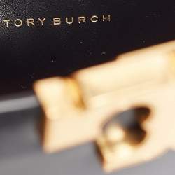 Pre Owned Tory Burch Black Leather and Suede Eleanor Top Handle Bag