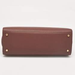 Tory Burch Burgundy Leather and Suede Eleanor Top Handle Bag