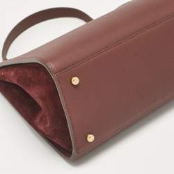 Tory Burch Burgundy Leather and Suede Eleanor Top Handle Bag