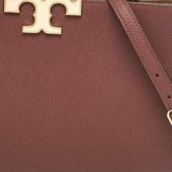 Tory Burch Burgundy Leather and Suede Eleanor Top Handle Bag